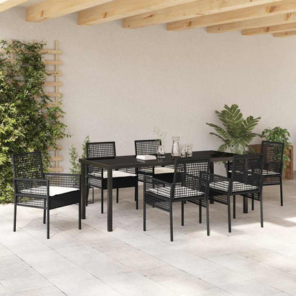 Trädgårdsmöbelset med kudde 7 pcs Svart konstrotting