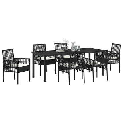 Trädgårdsmöbelset med kudde 7 pcs Svart konstrotting