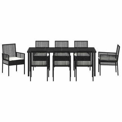 Trädgårdsmöbelset med kudde 9 pcs Svart konstrotting