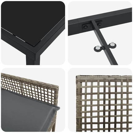 Trädgårdsmöbelset med kudde 3 pcs Grå konstrotting