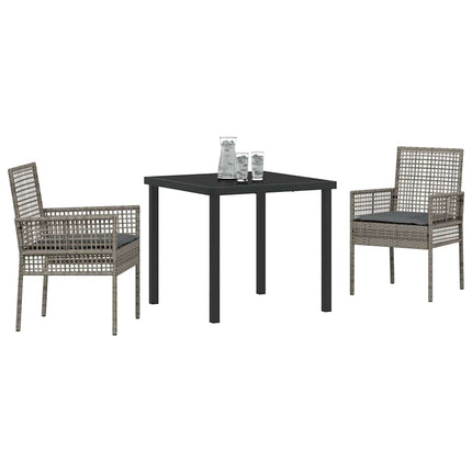 Trädgårdsmöbelset med kudde 3 pcs Grå konstrotting