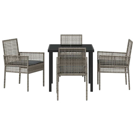 Trädgårdsmöbelset med kudde 5 pcs Grå konstrotting