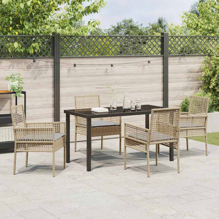Trädgårdsmöbelset med kudde 5 pcs Beige konstrotting