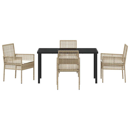 Trädgårdsmöbelset med kudde 5 pcs Beige konstrotting