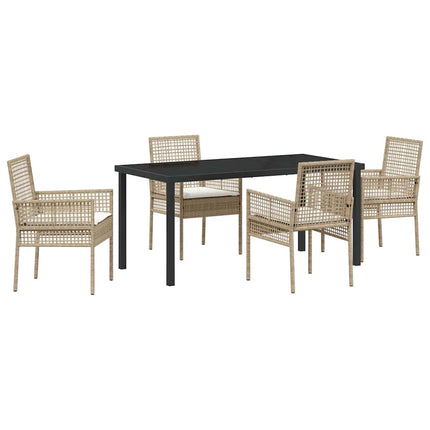 Trädgårdsmöbelset med kudde 5 pcs Beige konstrotting