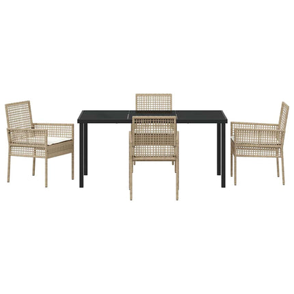 Trädgårdsmöbelset med kudde 5 pcs Beige konstrotting