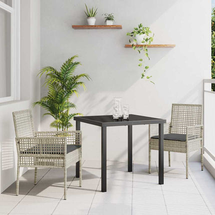 Trädgårdsmöbelset med kudde 3 pcs Ljusgrå konstrotting
