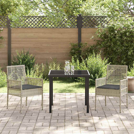Trädgårdsmöbelset med kudde 3 pcs Ljusgrå konstrotting