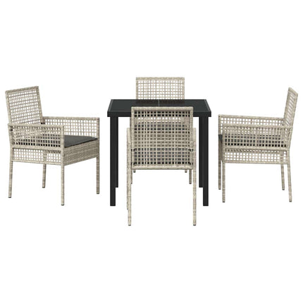 Trädgårdsmöbelset med kudde 5 pcs Ljusgrå konstrotting
