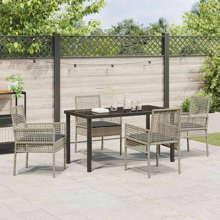 Trädgårdsmöbelset med kudde 5 pcs Ljusgrå konstrotting