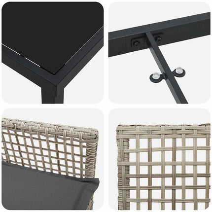 Trädgårdsmöbelset med kudde 7 pcs Ljusgrå konstrotting