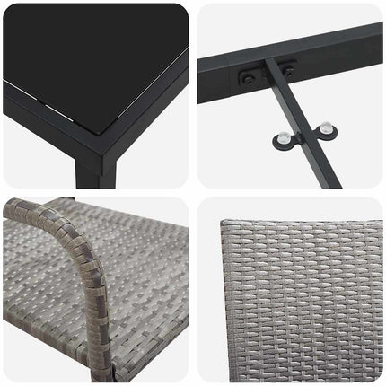 Trädgårdsmöbelset med kudde 3 pcs Grå konstrotting