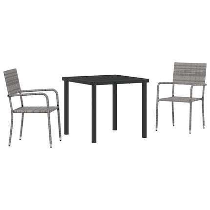 Trädgårdsmöbelset med kudde 3 pcs Grå konstrotting