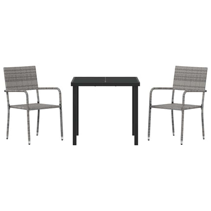 Trädgårdsmöbelset med kudde 3 pcs Grå konstrotting