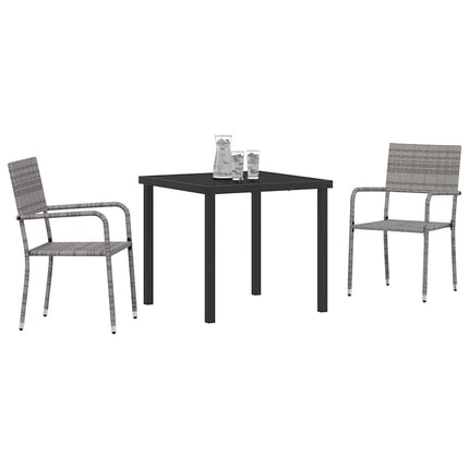 Trädgårdsmöbelset med kudde 3 pcs Grå konstrotting