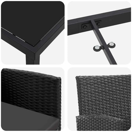 Trädgårdsmöbelset med kudde 5 pcs Svart konstrotting