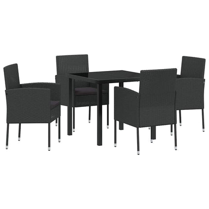 Trädgårdsmöbelset med kudde 5 pcs Svart konstrotting