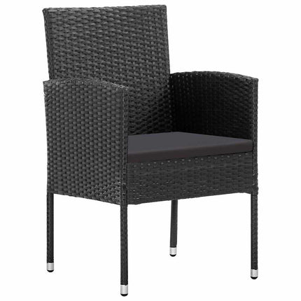 Trädgårdsmöbelset med kudde 5 pcs Svart konstrotting