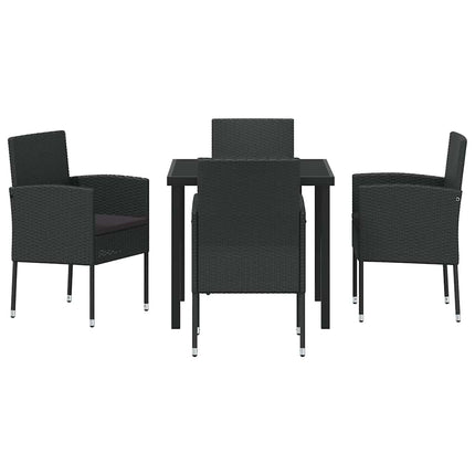 Trädgårdsmöbelset med kudde 5 pcs Svart konstrotting
