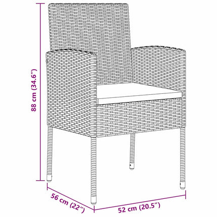 Trädgårdsmöbelset med kudde 5 pcs Svart konstrotting