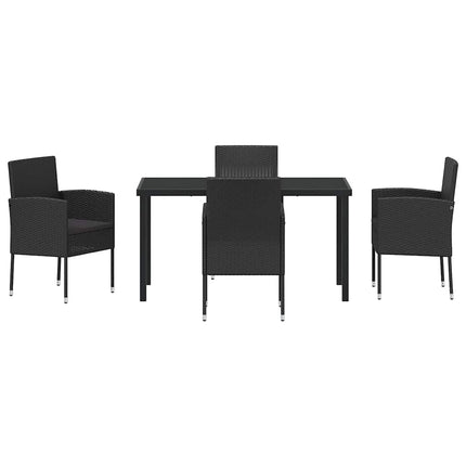 Trädgårdsmöbelset med kudde 5 pcs Svart konstrotting
