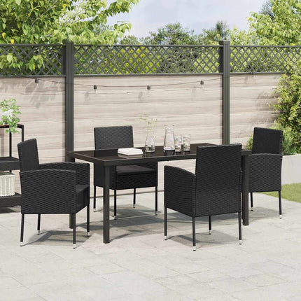 Trädgårdsmöbelset med kudde 5 pcs Svart konstrotting