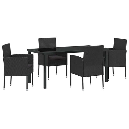 Trädgårdsmöbelset med kudde 5 pcs Svart konstrotting