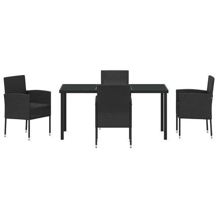 Trädgårdsmöbelset med kudde 5 pcs Svart konstrotting