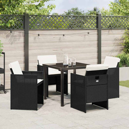 Trädgårdsmöbelset med kudde 5 pcs Svart konstrotting