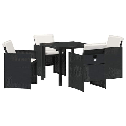 Trädgårdsmöbelset med kudde 5 pcs Svart konstrotting