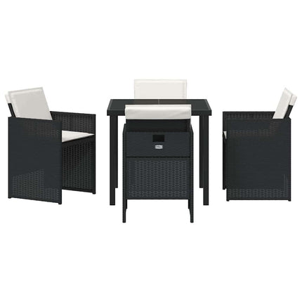Trädgårdsmöbelset med kudde 5 pcs Svart konstrotting