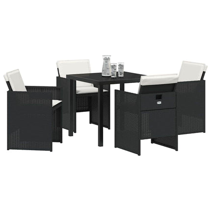 Trädgårdsmöbelset med kudde 5 pcs Svart konstrotting