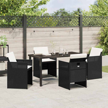 Trädgårdsmöbelset med kudde 5 pcs Svart konstrotting