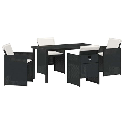Trädgårdsmöbelset med kudde 5 pcs Svart konstrotting