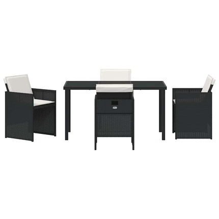 Trädgårdsmöbelset med kudde 5 pcs Svart konstrotting