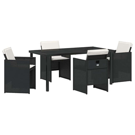 Trädgårdsmöbelset med kudde 5 pcs Svart konstrotting