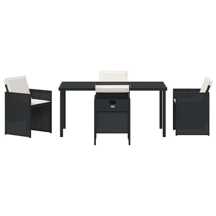 Trädgårdsmöbelset med kudde 5 pcs Svart konstrotting