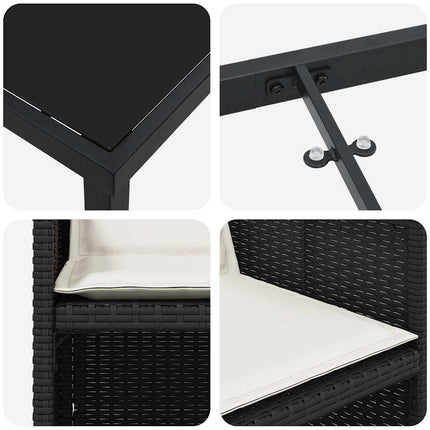 Trädgårdsmöbelset med kudde 9 pcs Svart konstrotting