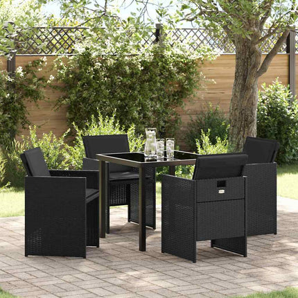 Trädgårdsmöbelset med kudde 5 pcs Svart konstrotting