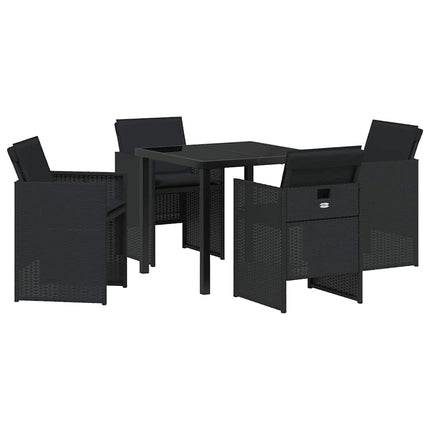 Trädgårdsmöbelset med kudde 5 pcs Svart konstrotting