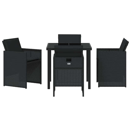 Trädgårdsmöbelset med kudde 5 pcs Svart konstrotting