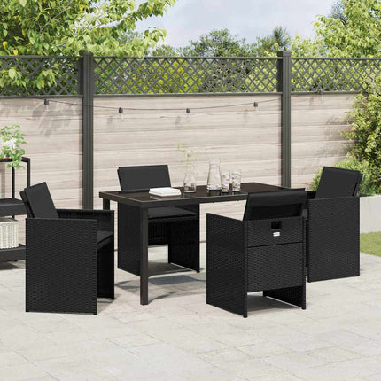 Trädgårdsmöbelset med kudde 5 pcs Svart konstrotting