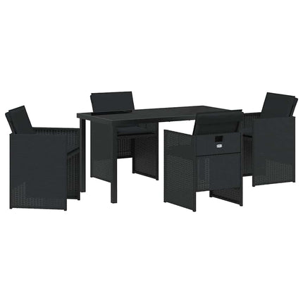 Trädgårdsmöbelset med kudde 5 pcs Svart konstrotting