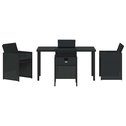 Trädgårdsmöbelset med kudde 5 pcs Svart konstrotting