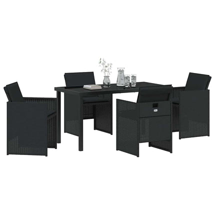 Trädgårdsmöbelset med kudde 5 pcs Svart konstrotting