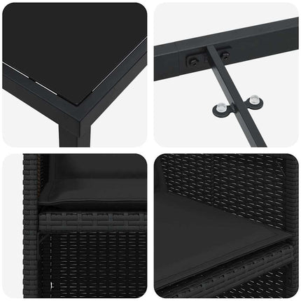 Trädgårdsmöbelset med kudde 5 pcs Svart konstrotting