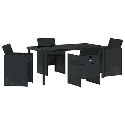 Trädgårdsmöbelset med kudde 5 pcs Svart konstrotting