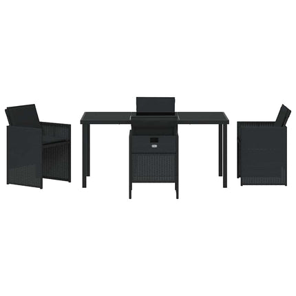 Trädgårdsmöbelset med kudde 5 pcs Svart konstrotting
