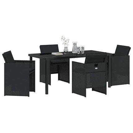Trädgårdsmöbelset med kudde 5 pcs Svart konstrotting