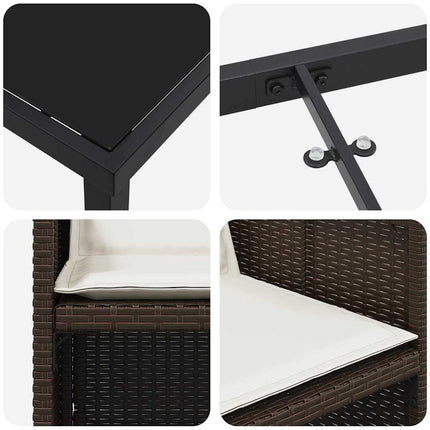 Trädgårdsmöbelset med kudde 5 pcs Brun konstrotting